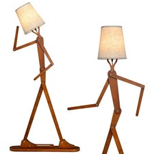Wooden Tall Floor Lamp Corner