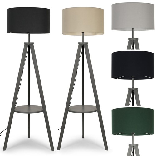 Wooden tripod shelf floor lamp - tripod,