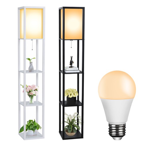 Wooden floor lamp with - wooden,