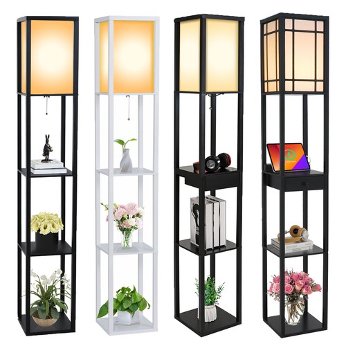 Wooden shelf floor lamp - shelf,