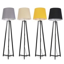 Black Wooden Tripod Floor Lamp