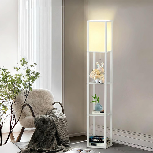 Wooden floor lamp with tier - lamp, 3-tier