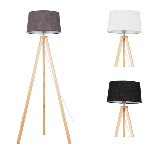Wooden tripod floor - wooden, lamp