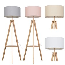 Wooden Tripod Floor Lamp