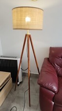 Wooden tripod floor lamp with
