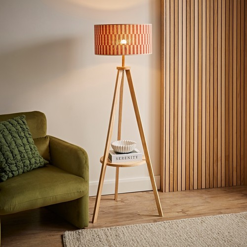 Wooden shelf floor lamp - wooden,